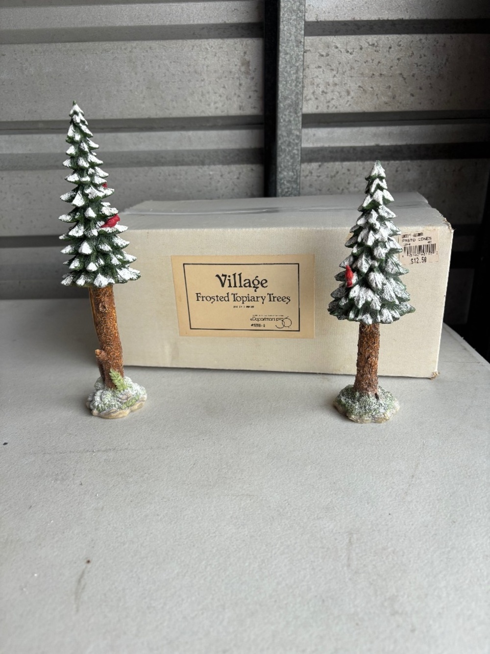 *Retired* Department 56 Village Frosted Topiary Trees Set of 2